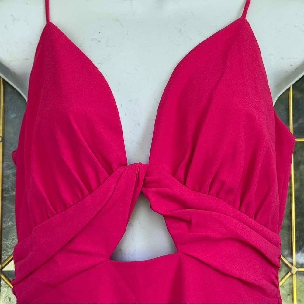 Alexia Admor Camila Midi Dress Hot Pink Cutout Detail Women’s Sz Small - Picture 4 of 5